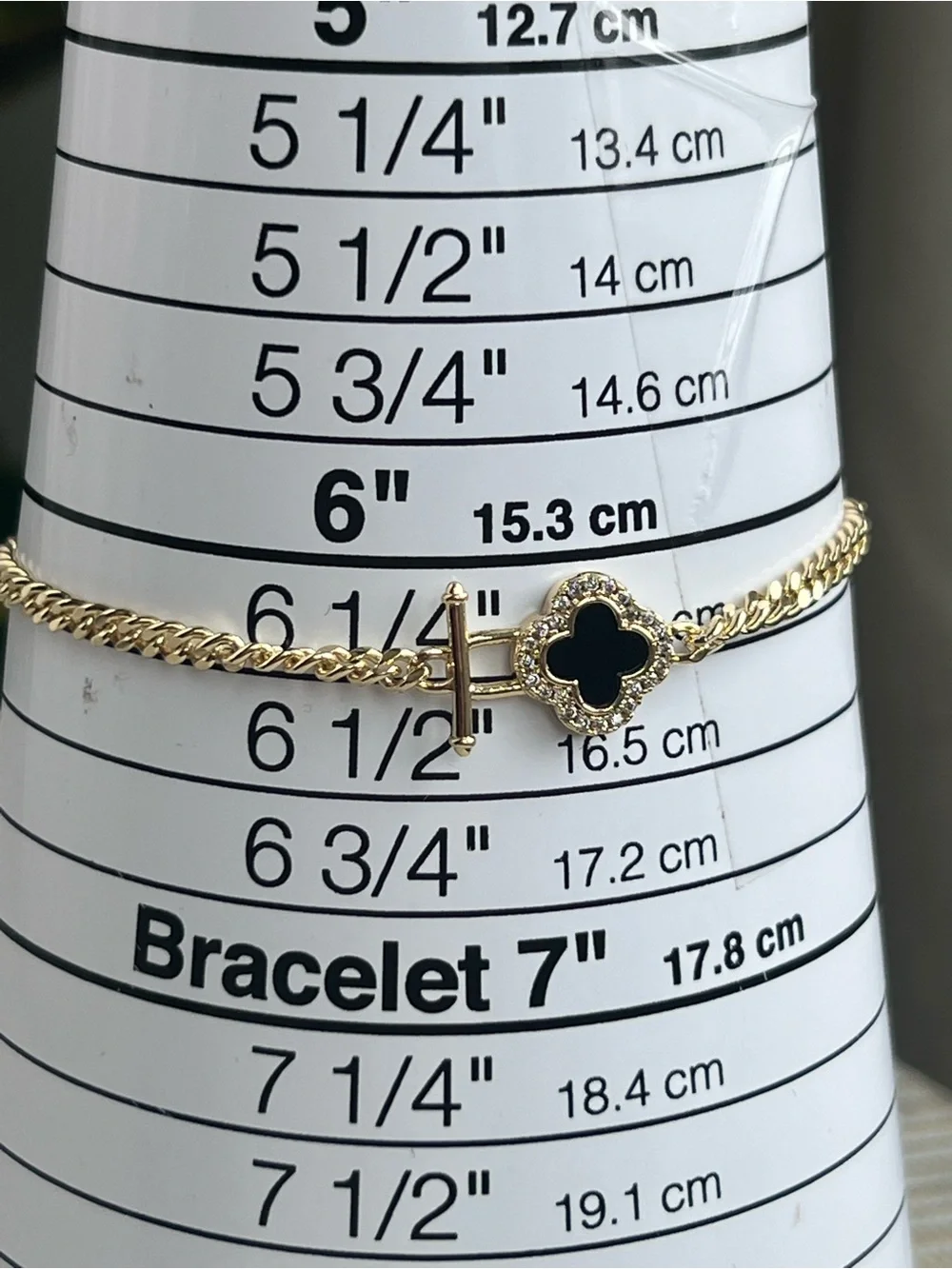 Black Clover charm Chain Bracelet with pavé border
